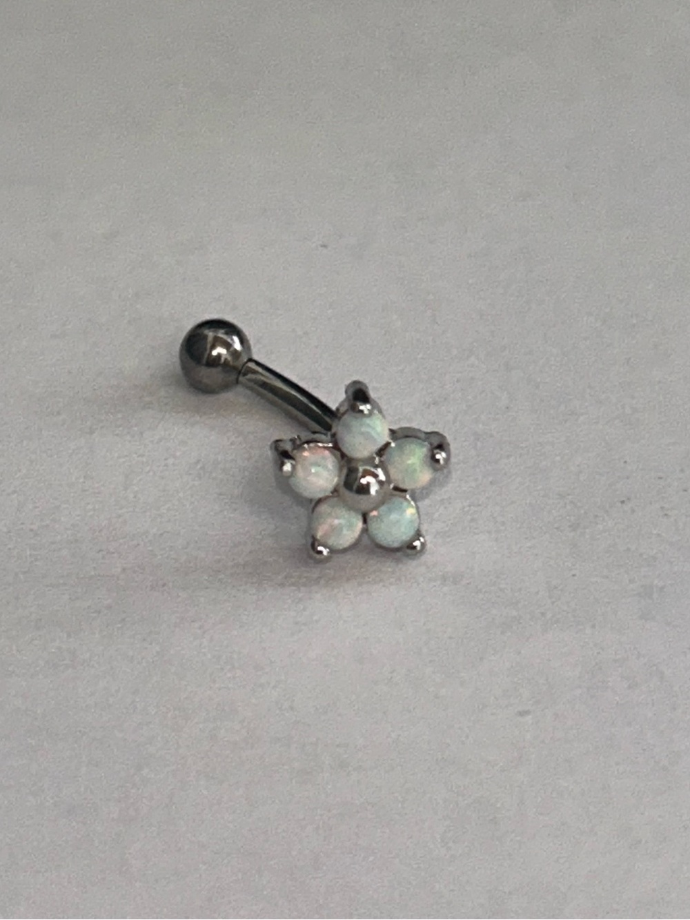 white opal eyebrow ring Titanium